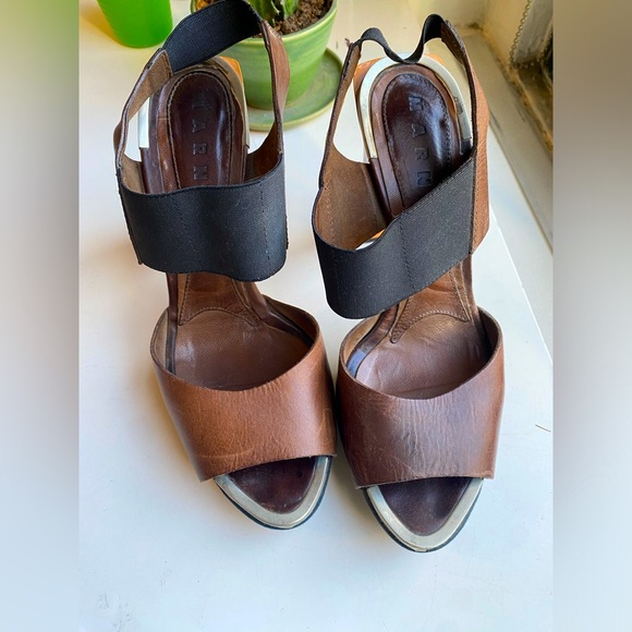 Marni color block heeled sandals. Black/brown/orange. Size 39 - Picture 1 of 4